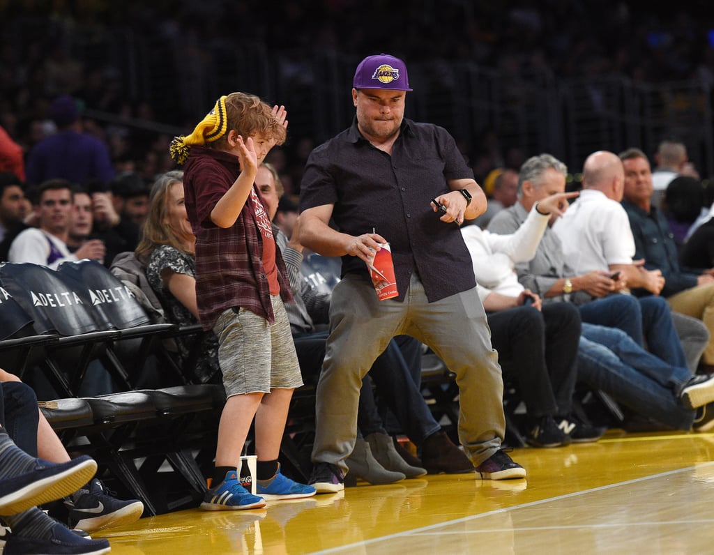 Jack Black and Son at LA Lakers Game March 2017