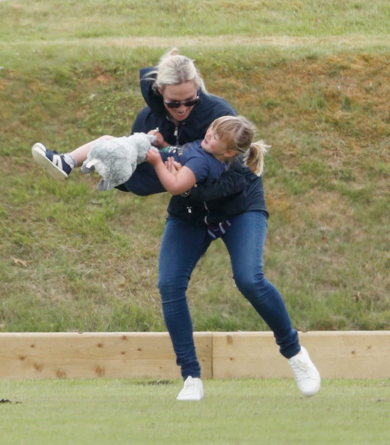 Zara got playful with Mia while watching a polo match in 2017.