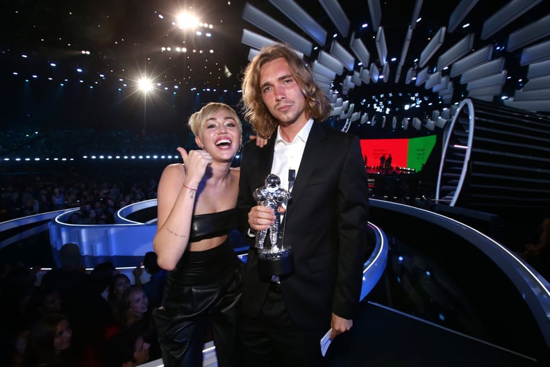 Miley Cyrus's Friend Jesse Helt Accepting an Award on Her Behalf (2014)