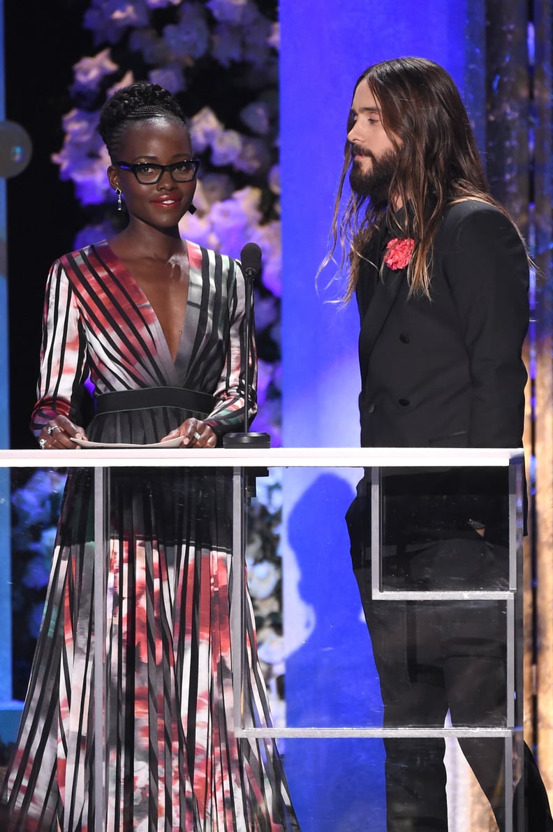 Jared couldn't even keep his eyes off of Lupita. He only broke his stare to look at the teleprompter.