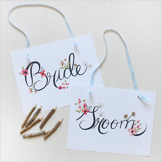 Floral Bride and Groom Signs