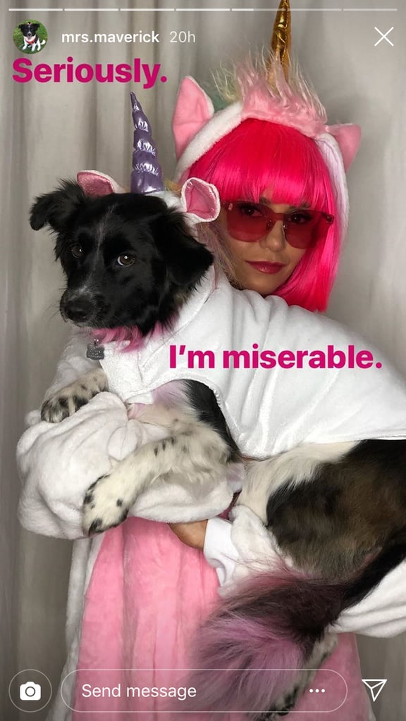 Nina Dobrev and Her Dog's Unicorn Costumes Halloween 2018