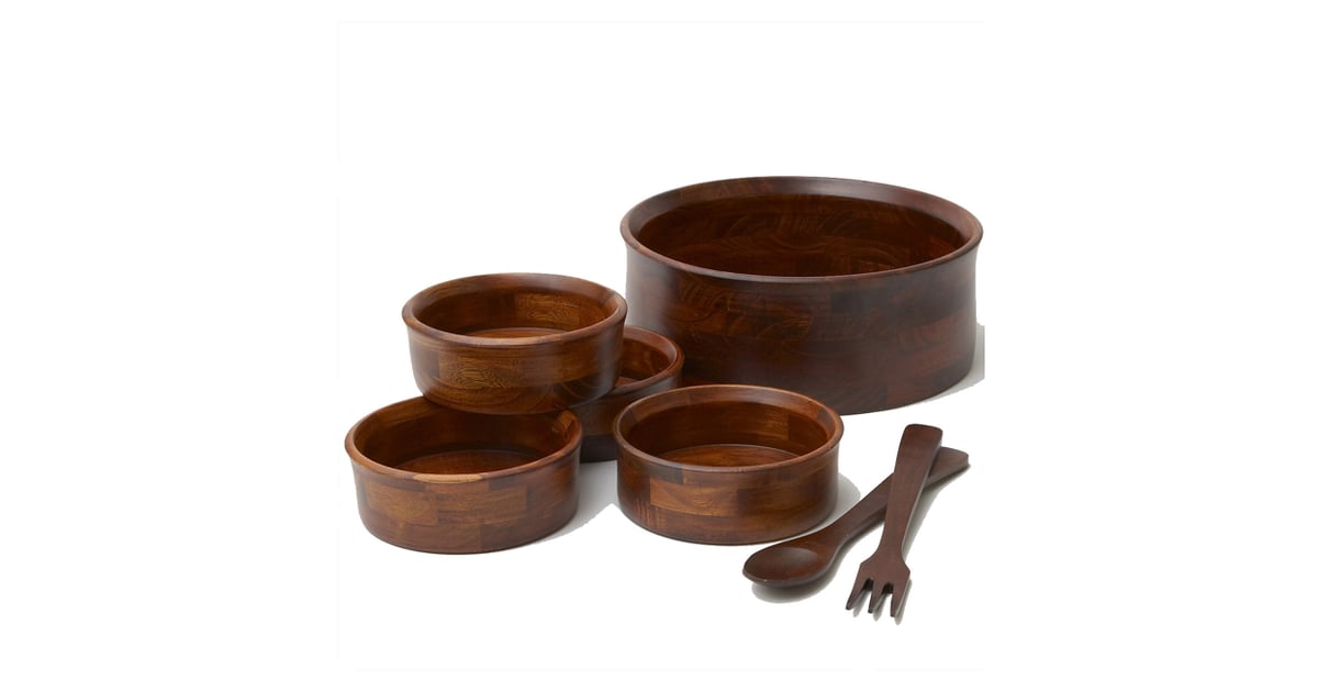 A Rubberwood Salad Bowl Woodard & Charles 7Piece Wood Salad Bowl Set
