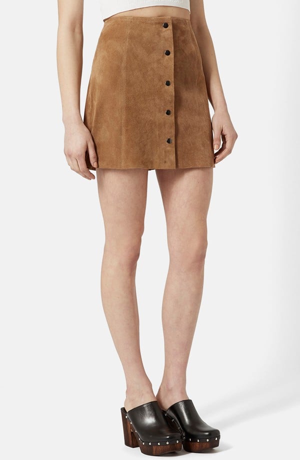 Topshop Suede A-Line Skirt