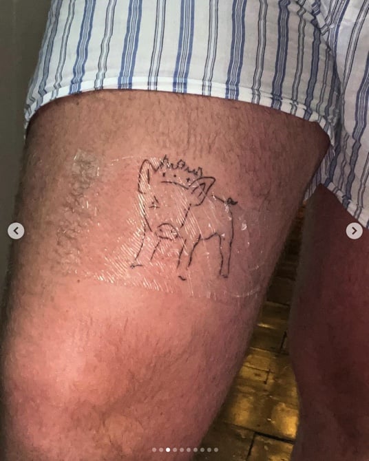 Sam Smith's Pig with a Crown Tattoo
