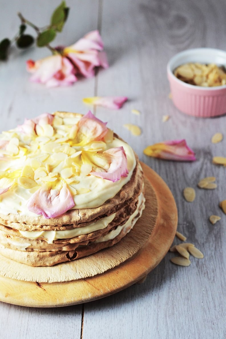 Almond Dacquoise With Rose and White Chocolate Filling