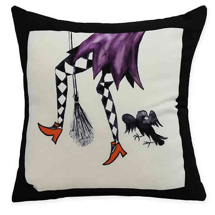 E by Design Fly Away Witch Square Throw Pillow
