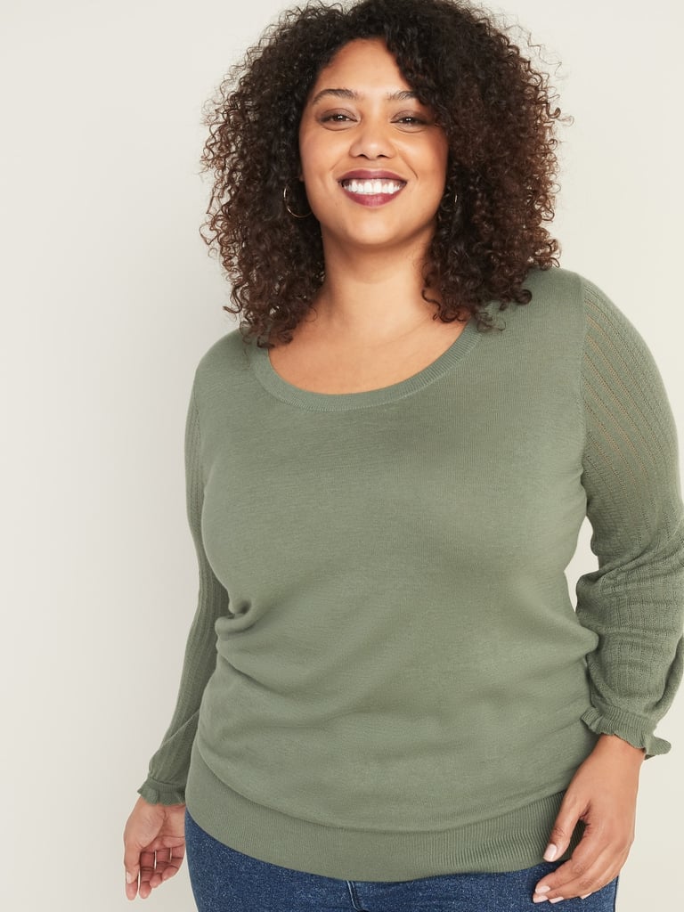 Old Navy Pointelle-Knit Ruffle-Sleeve Sweater