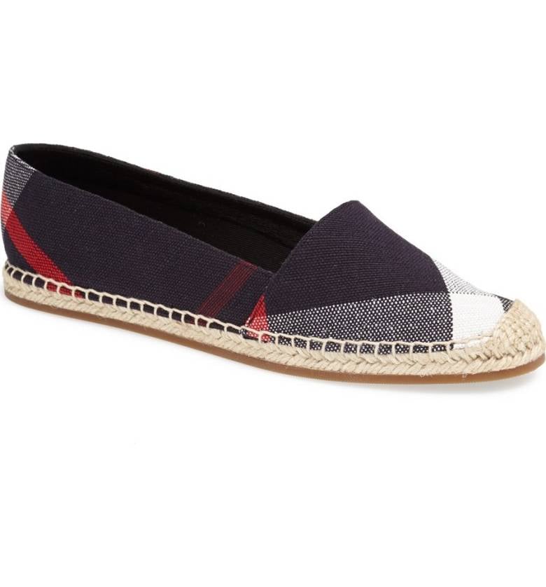 Burberry Hodgeson Check Print Espadrille Flat