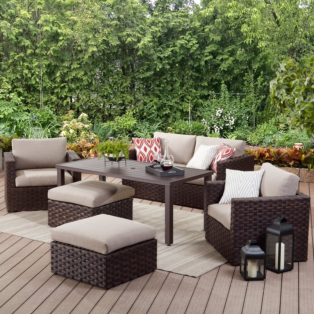 Patio Loveseat With Beige Cushions