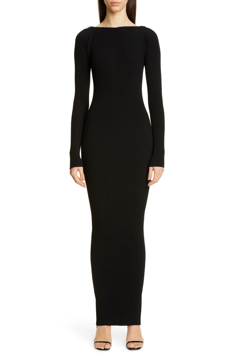 Alexander Wang Zipper-Neck Long-Sleeved Ribbed Maxi Sweater Dress