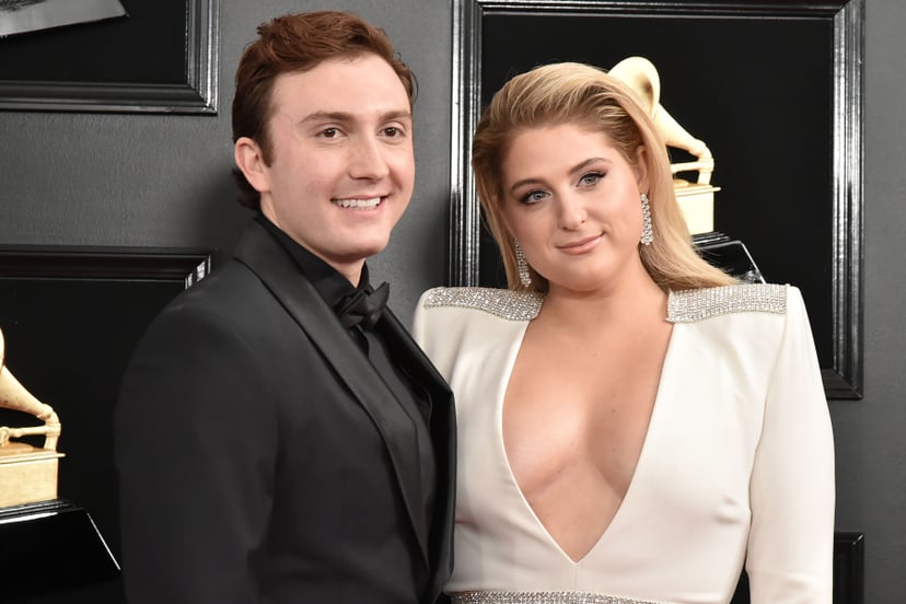 LOS ANGELES, CALIFORNIA - FEBRUARY 10: Daryl Sabara and Meghan Trainor attend the 61st Annual Grammy Awards at Staples Center on February 10, 2019 in Los Angeles, California. (Photo by David Crotty/Patrick McMullan via Getty Images)