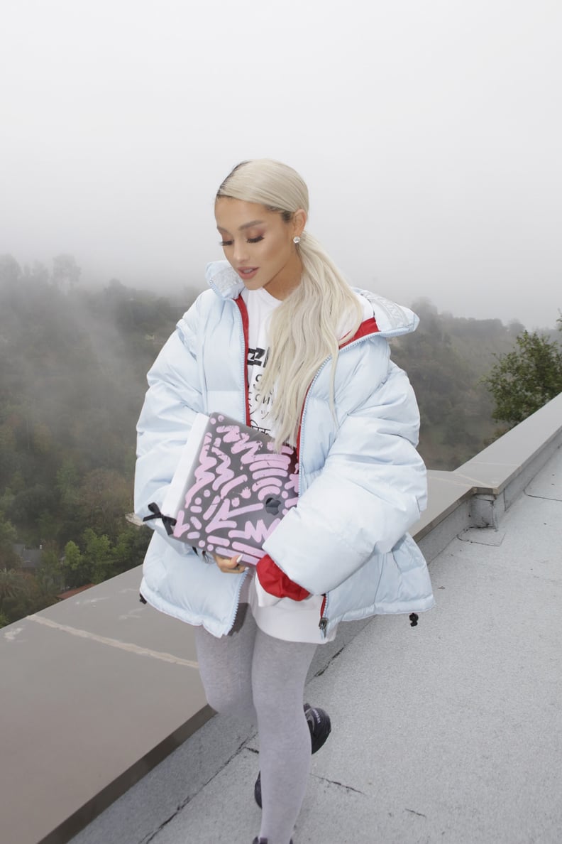 Ariana Grande Outfit: A Puffer Coat + Leggings