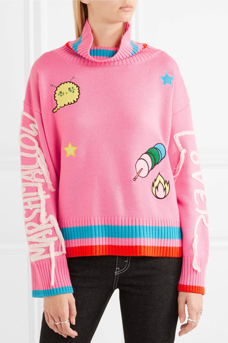 Mira Mikati Embroidered Appliquéd Turtleneck Sweater