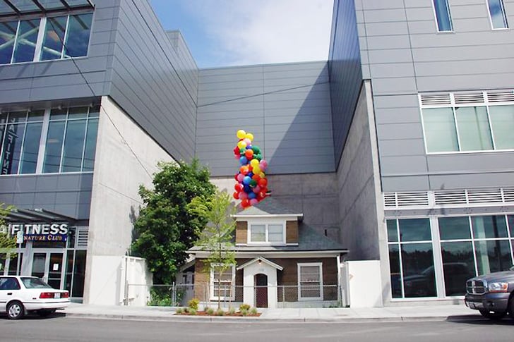 The Macefield house was decorated with balloons to promote Up's release.