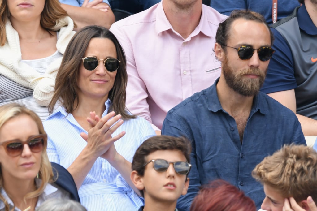 Pippa Middleton Blue Dress and Espadrilles at Wimbledon 2018