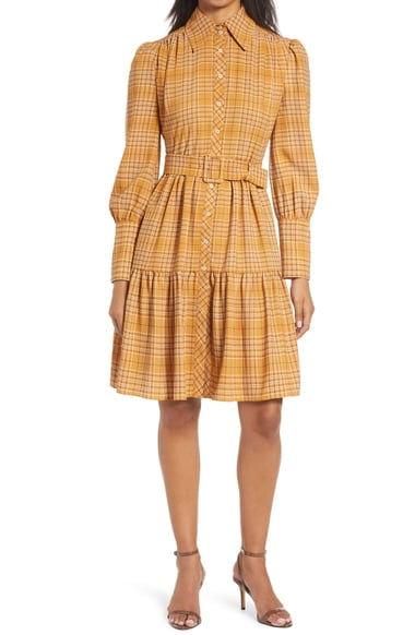 Halogen x Atlantic-Pacific Belted Long Sleeve Shirtdress