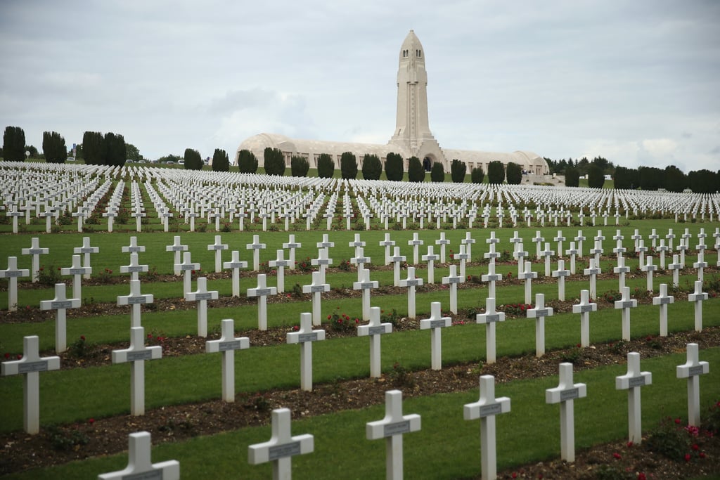 Crosses lined the French cemetery where 16,000 French soldiers killed in the World War I Battle of Verdun are buried.