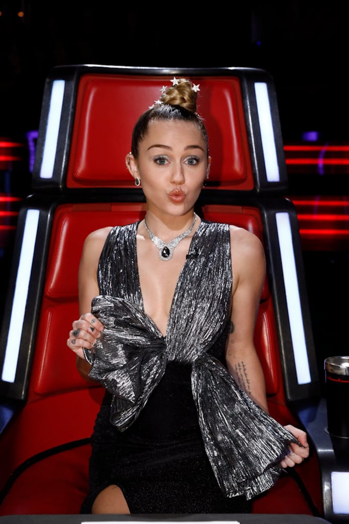 Miley Cyrus's Silver Bow Dress on The Voice POPSUGAR Fashion