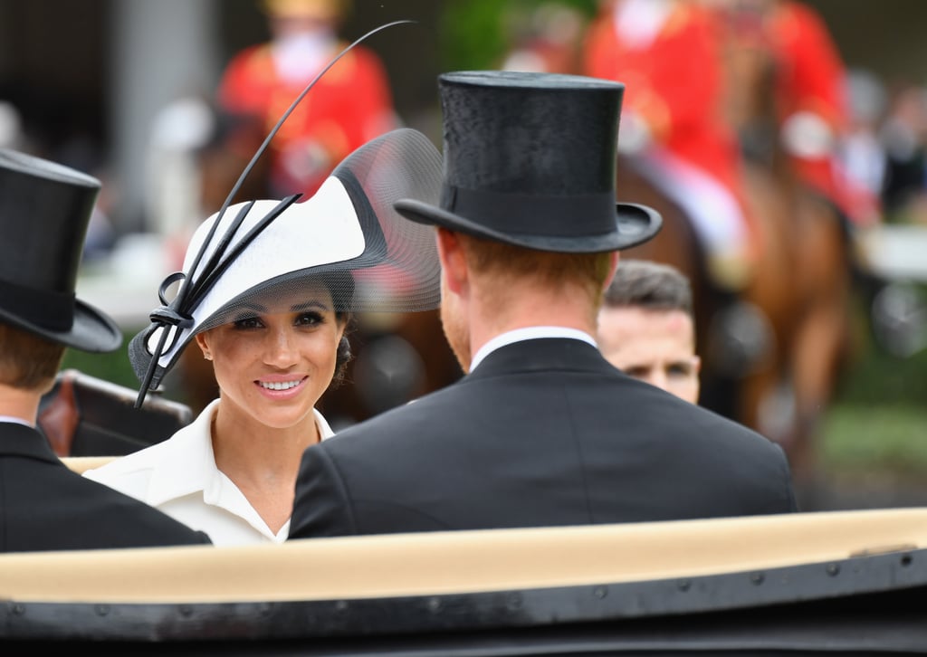 Meghan Markle's White and Black Hat Royal Ascot 2018 POPSUGAR Fashion UK