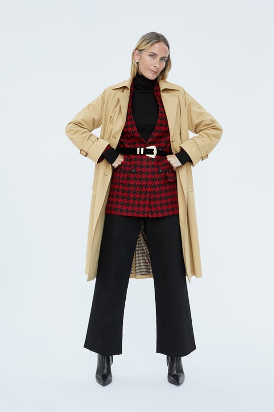 Zara Long Houndstooth Blazer