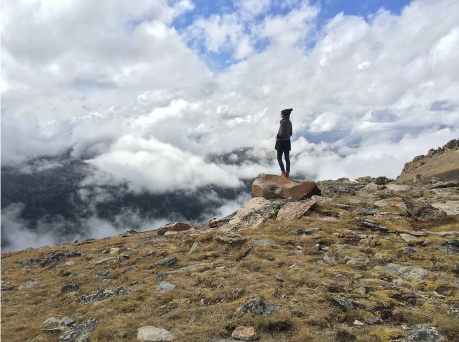 "You can use composition to tell thought-provoking stories. In this photo, a solitary human figure against a backdrop of sky creates both scale and a sense of isolation."