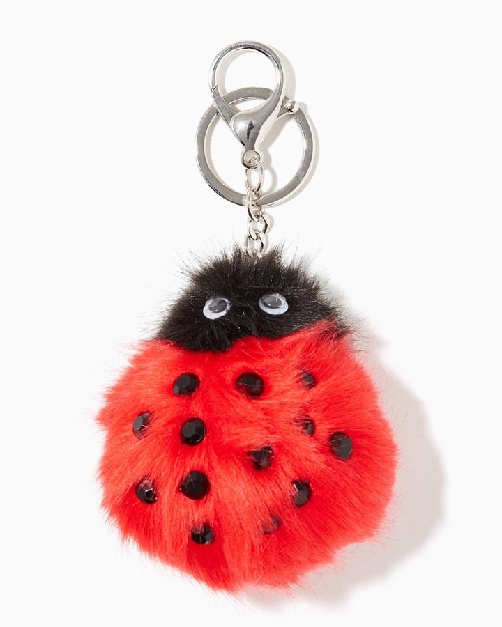 Charming Charlie Ladybug Pom Keychain