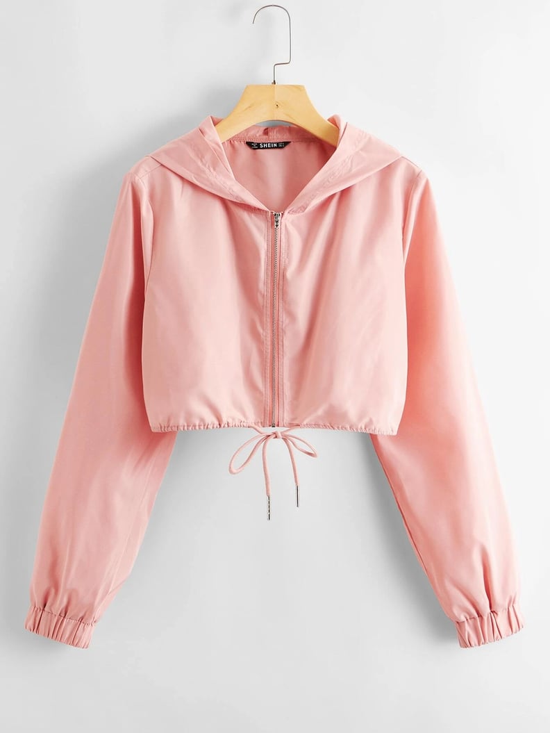 SHEIN Zip Up Drawstring Hem Hooded Jacket