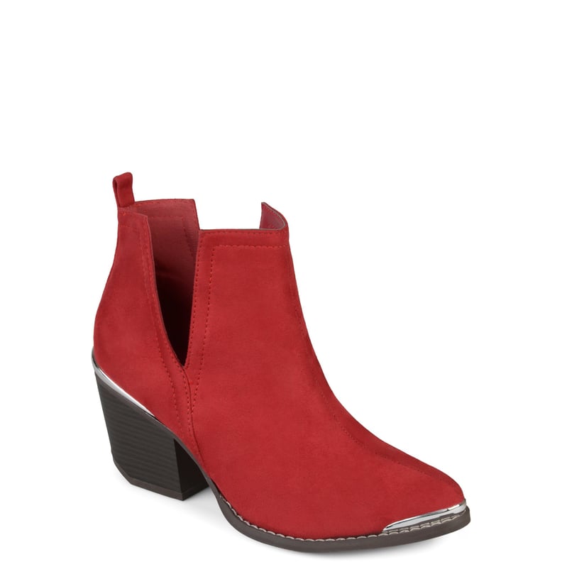 Brinley Co. Faux Suede Stacked Wood Heel Booties