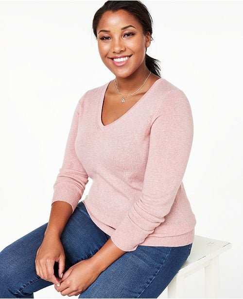 Charter Club Plus Size V-Neck Cashmere Sweater
