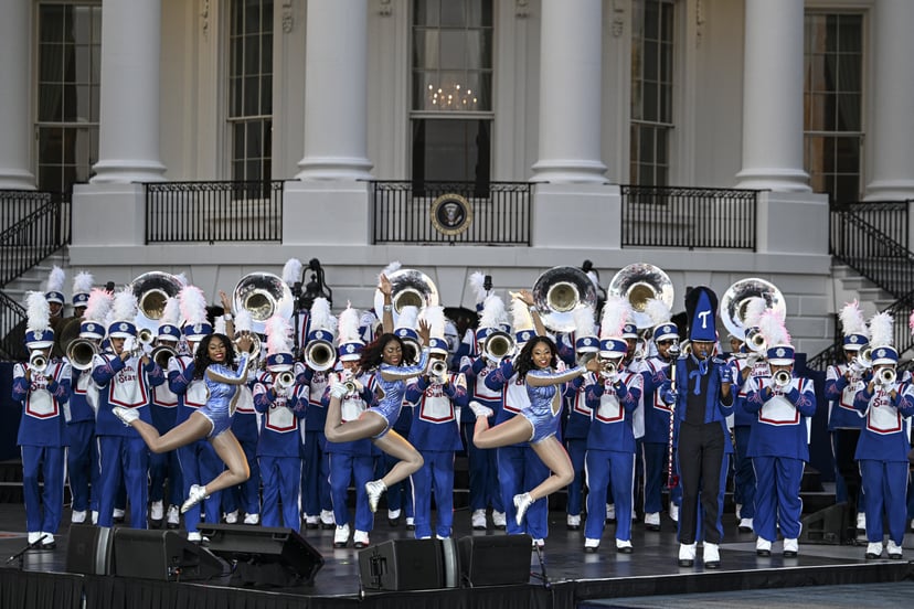 WASHINGTON D.C., UNITED STATES - JUNE 13: Tennessee State University marching band named Aristocrat of Bands perform during the Juneteenth concert on the South Lawn of the White House in Washington D.C., United States on June 13, 2023. The White House hos
