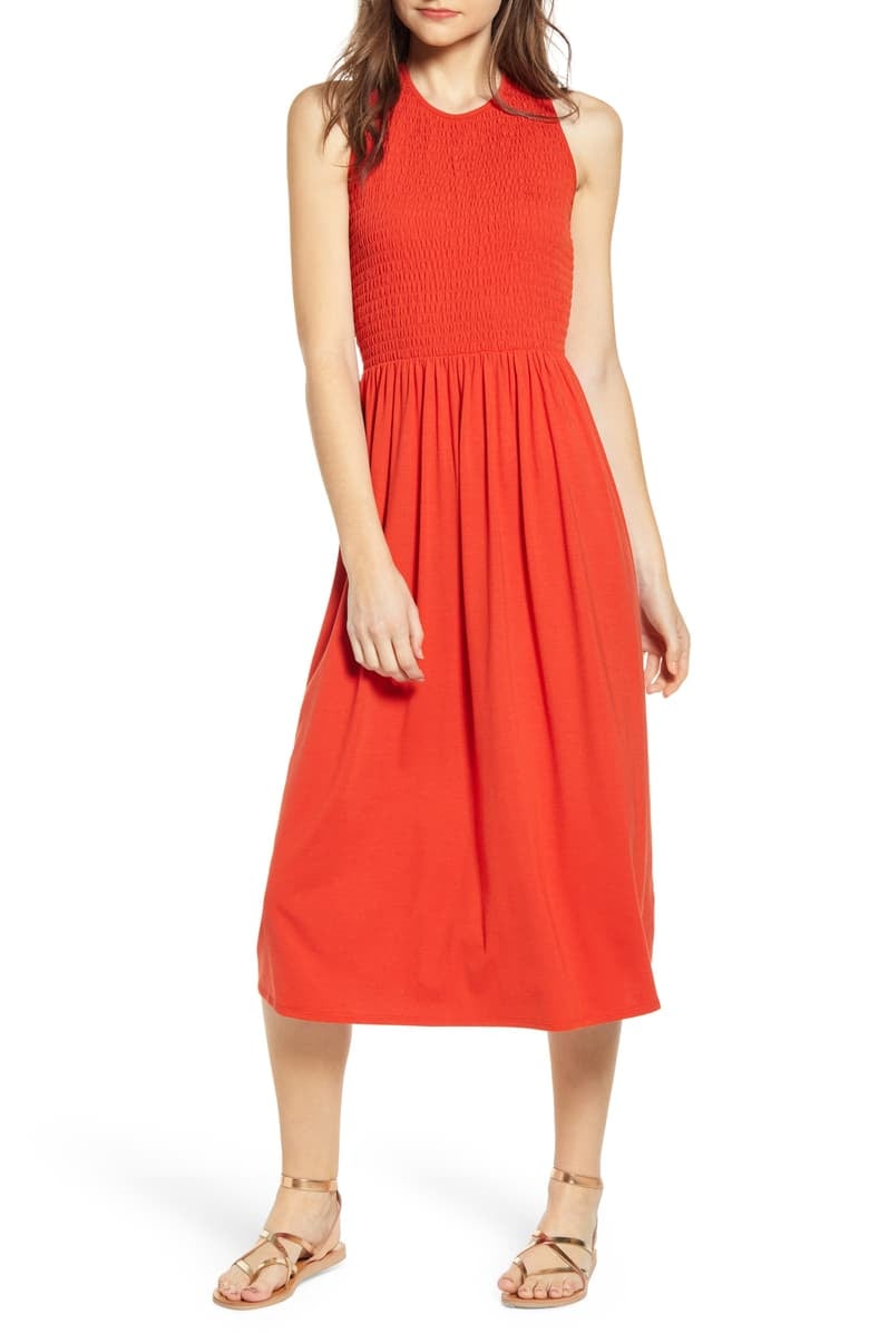 Bp smocked sales midi dress