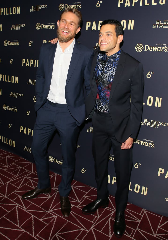 Charlie Hunnam and Rami Malek at Papillon Premiere Aug. 2018