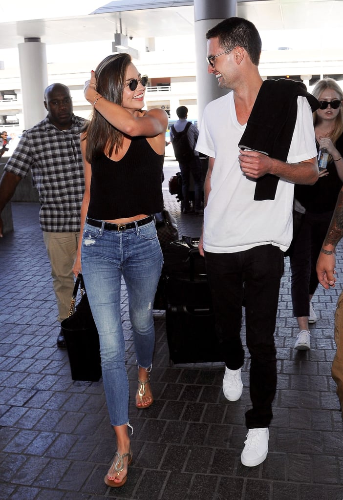 Miranda Kerr and Evan Spiegel PDA at LAX