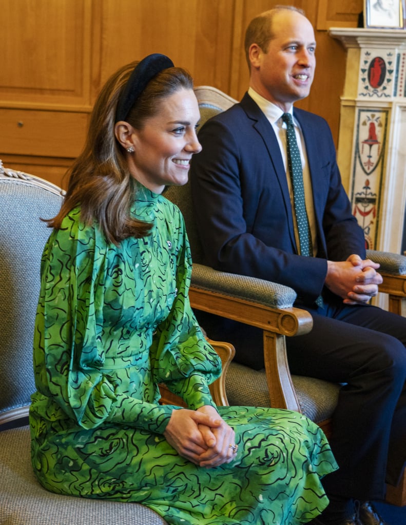 The Duchess of Cambridge a Wears Velvet Headband in Ireland