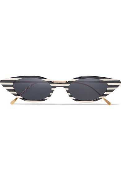 Illesteva Marianne Cat-Eye Striped Acetate and Gold-Tone Sunglasses