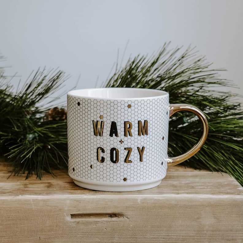 Something Glam: Sweet Water Decor Warm and Cozy White + Gold Honeycomb Tile Coffee Mug