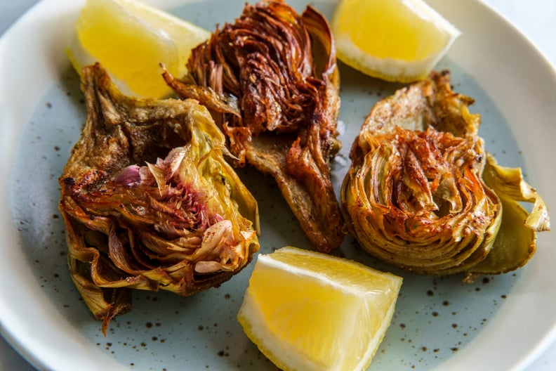 Jewish-Roman fried artichoke with lemon wedges are a good Hanukkah recipe.