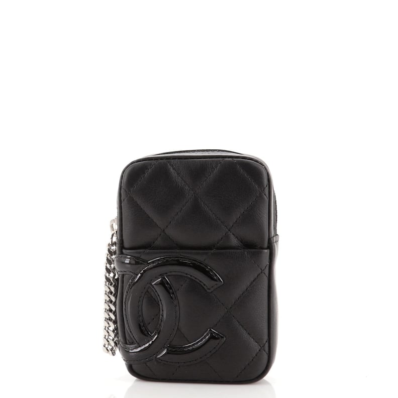 Chanel Cambon Zip Pouch Quilted Leather Small Black