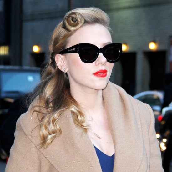 Scarlett Johansson Vintage Hairstyle and Red Lipstick