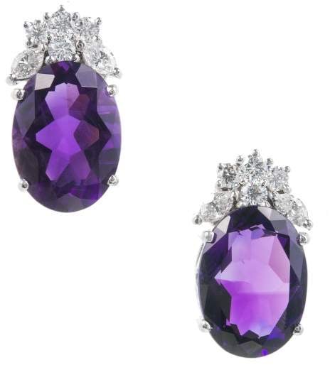 TrueFacet Purple Amethyst Diamond Earrings