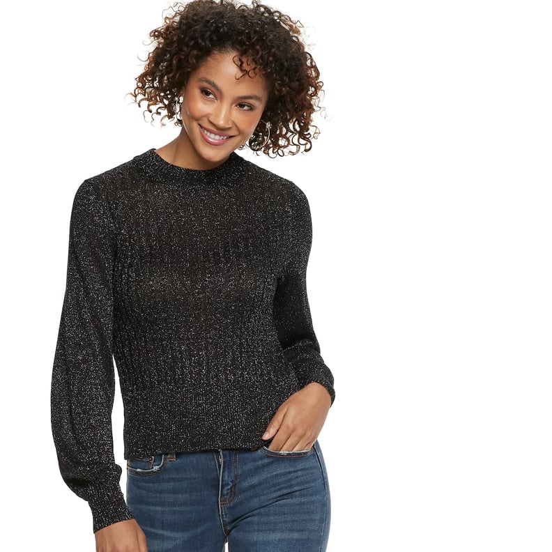 POPSUGAR Lurex Mockneck Sweater