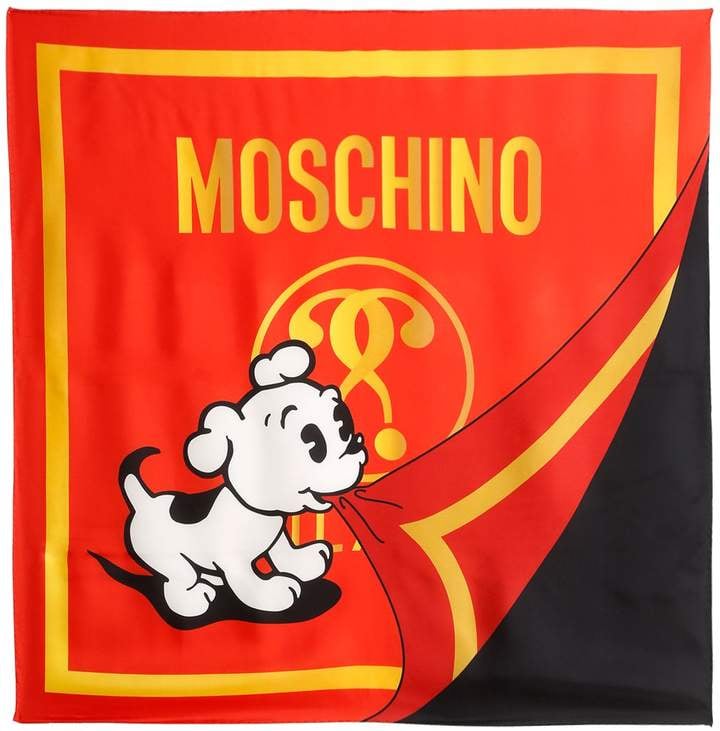 Moschino Logo Printed Silk Scarf