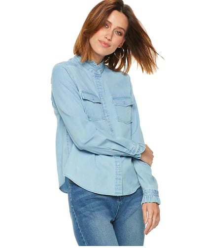 ruffle collar denim shirt