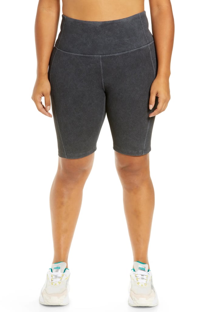 Workout Shorts: Zella Snow Wash High Waist Rib Bike Shorts