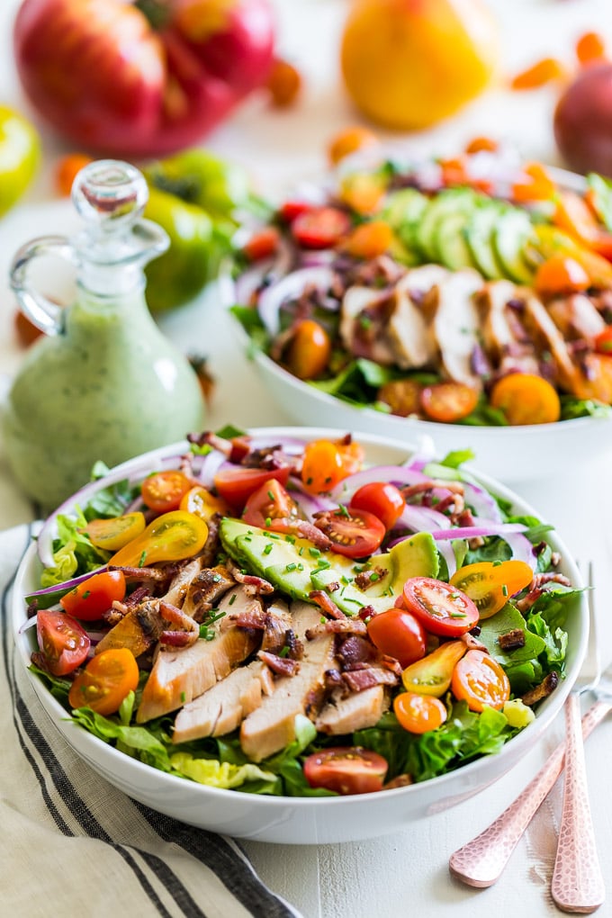 Grilled Chicken BLAT Salad With Avocado Ranch Dressing