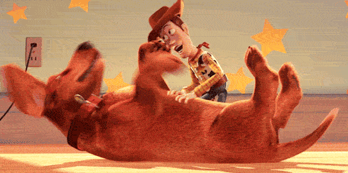 When Woody petting Buster is too adorable for you to handle.