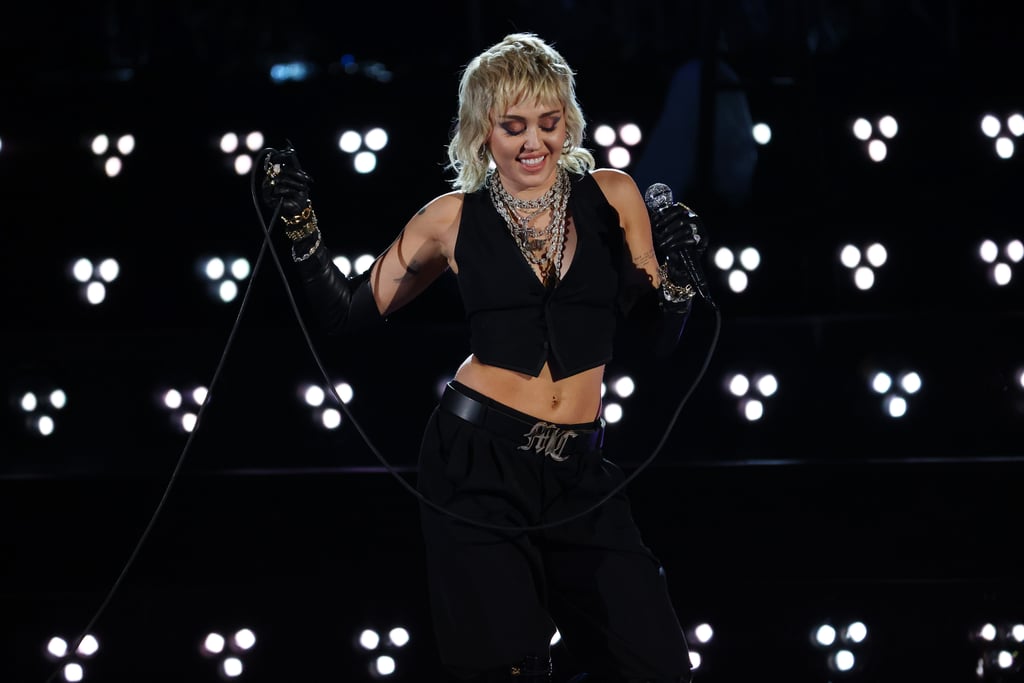 Miley Cyrus Wears YSL Outfit For NCAA Final Four Concert