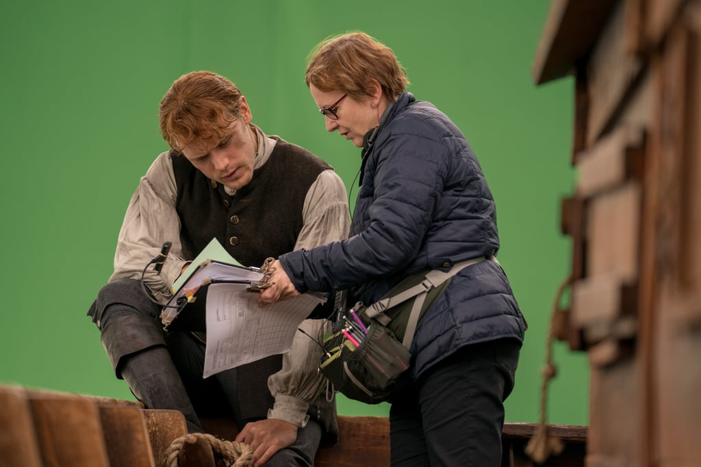 Heughan preparing for a scene in season four.