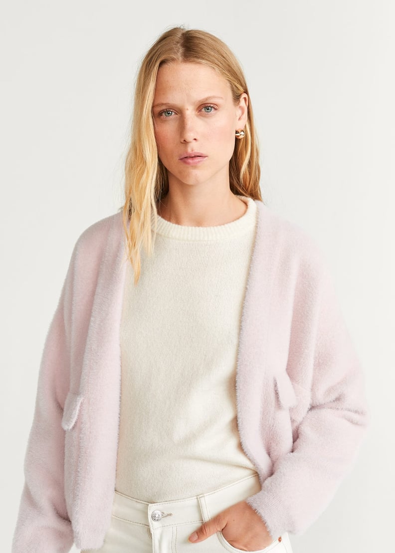 Mango Faux-Fur Pockets Cardigan